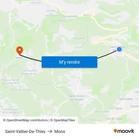Saint-Vallier-De-Thiey to Mons map