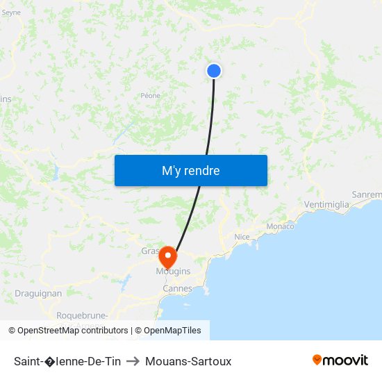 Saint-�Ienne-De-Tin to Mouans-Sartoux map