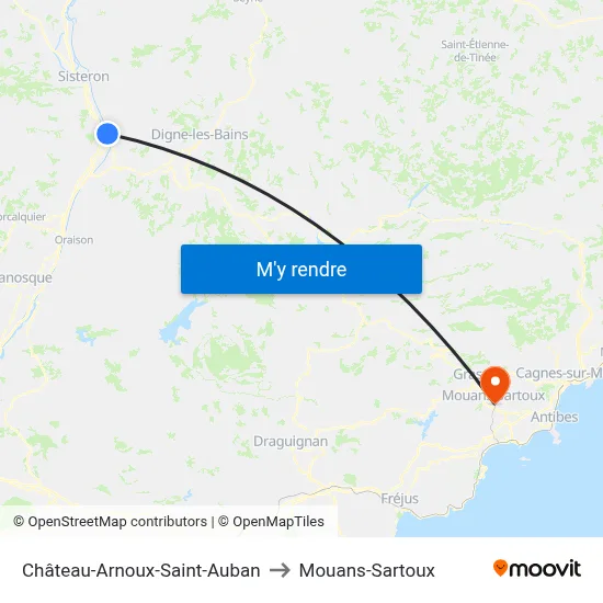 Château-Arnoux-Saint-Auban to Mouans-Sartoux map