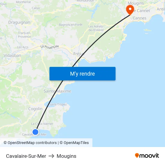 Cavalaire-Sur-Mer to Mougins map