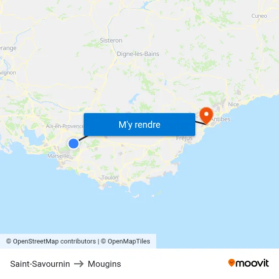 Saint-Savournin to Mougins map