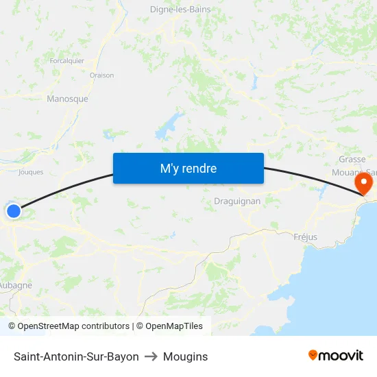 Saint-Antonin-Sur-Bayon to Mougins map