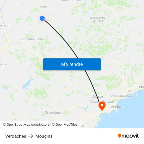 Verdaches to Mougins map