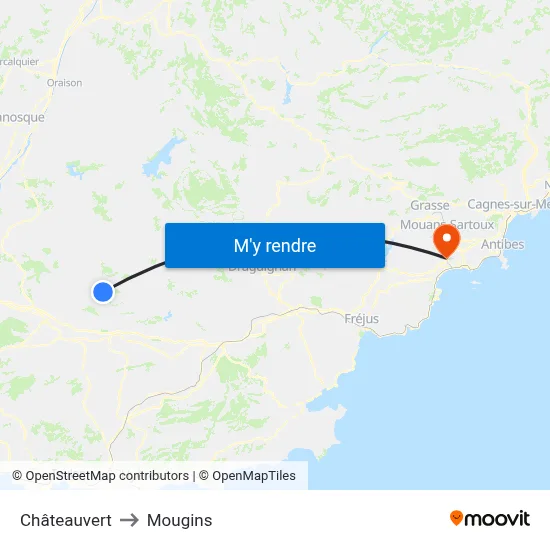 Châteauvert to Mougins map