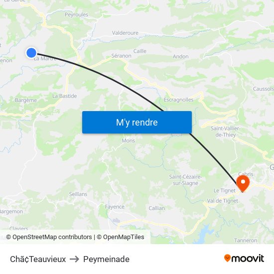 Chã¢Teauvieux to Peymeinade map