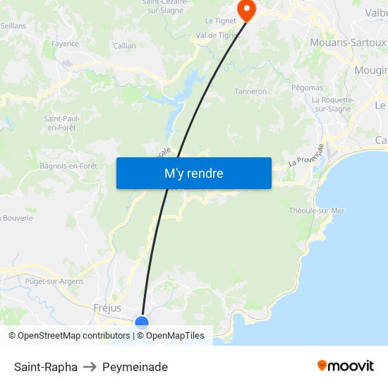 Saint-Rapha to Peymeinade map