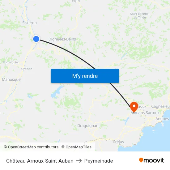 Château-Arnoux-Saint-Auban to Peymeinade map