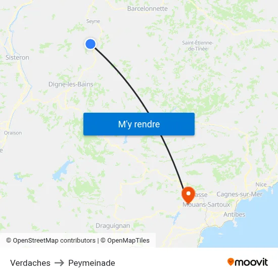 Verdaches to Peymeinade map