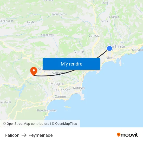Falicon to Peymeinade map