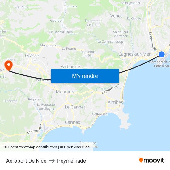 Aéroport De Nice to Peymeinade map