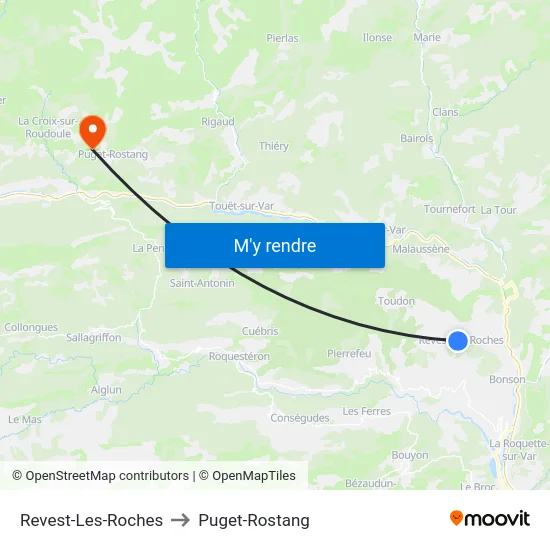 Revest-Les-Roches to Puget-Rostang map