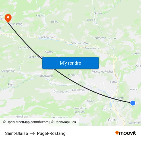 Saint-Blaise to Puget-Rostang map