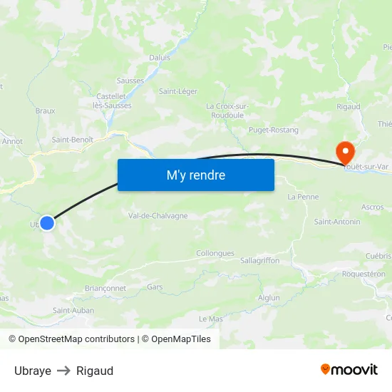 Ubraye to Rigaud map