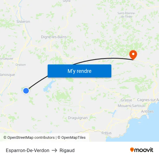 Esparron-De-Verdon to Rigaud map