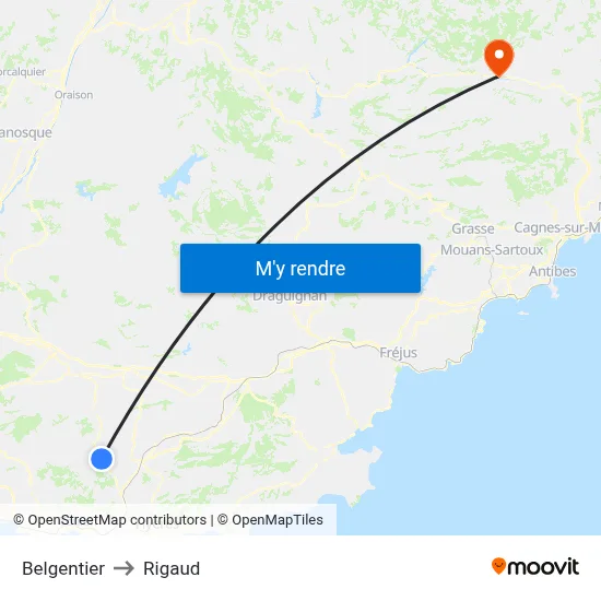 Belgentier to Rigaud map