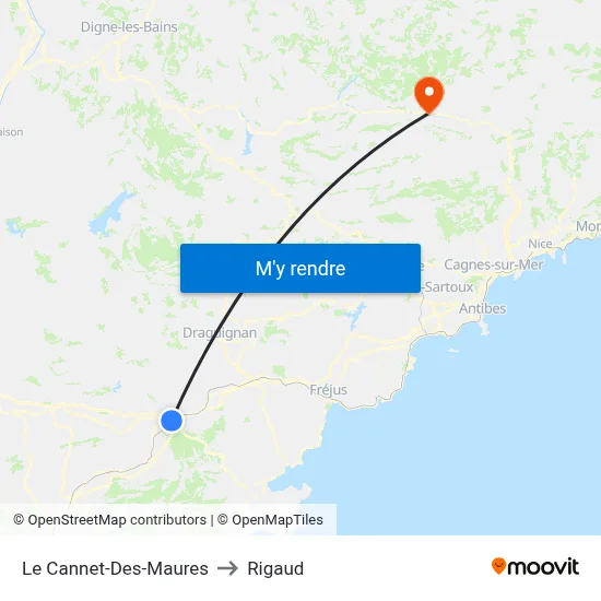 Le Cannet-Des-Maures to Rigaud map