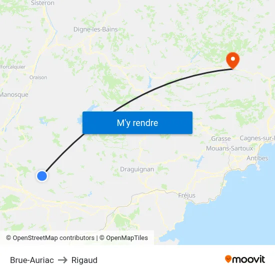 Brue-Auriac to Rigaud map