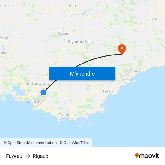 Fuveau to Rigaud map