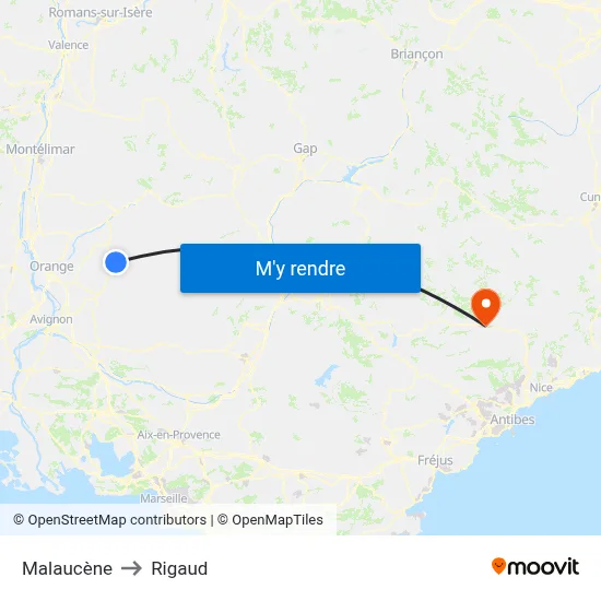 Malaucène to Rigaud map