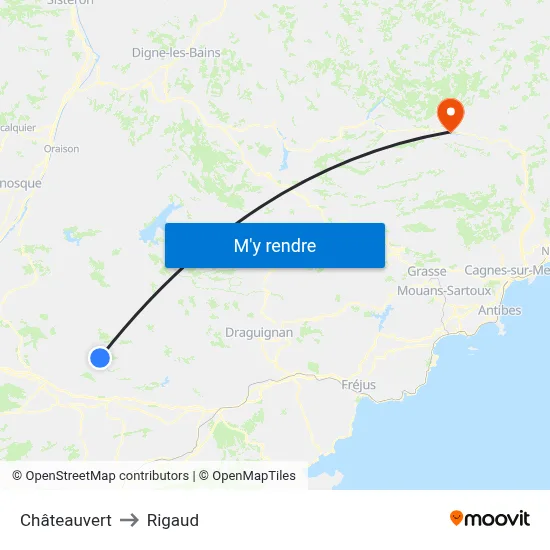 Châteauvert to Rigaud map