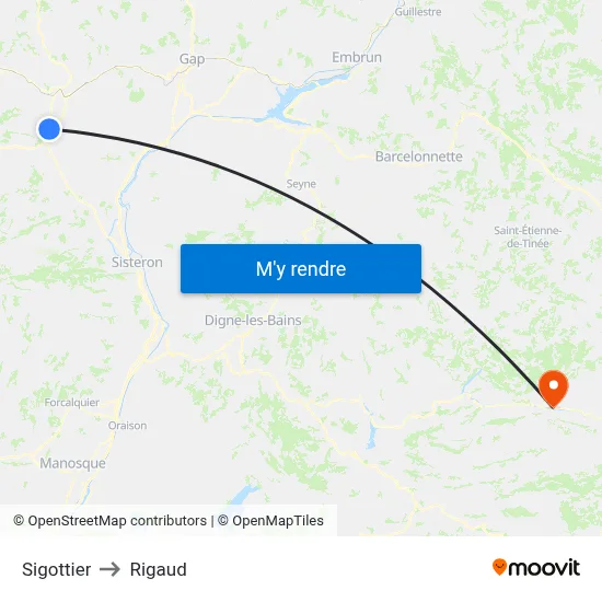 Sigottier to Rigaud map