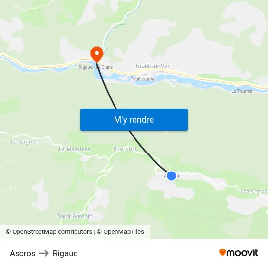 Ascros to Rigaud map