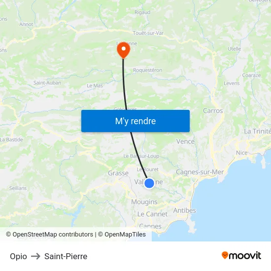 Opio to Saint-Pierre map