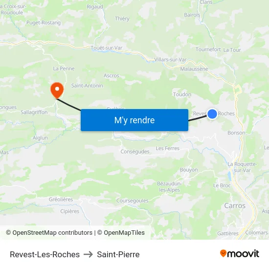 Revest-Les-Roches to Saint-Pierre map
