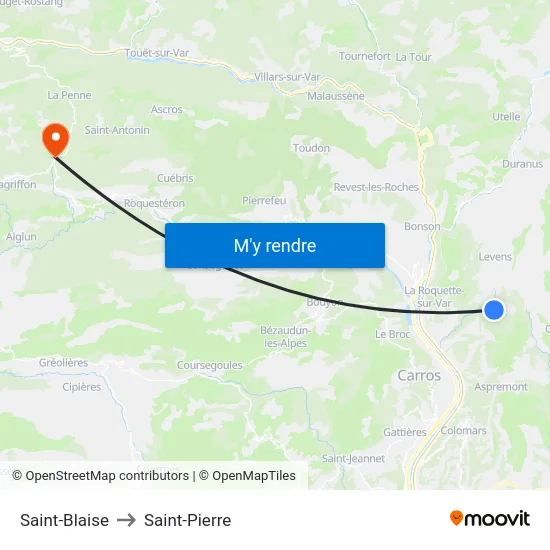 Saint-Blaise to Saint-Pierre map