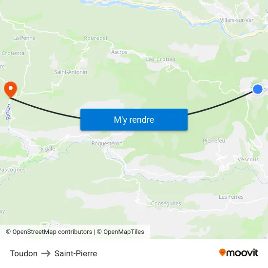 Toudon to Saint-Pierre map