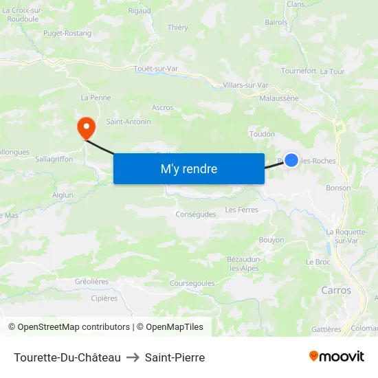 Tourette-Du-Château to Saint-Pierre map