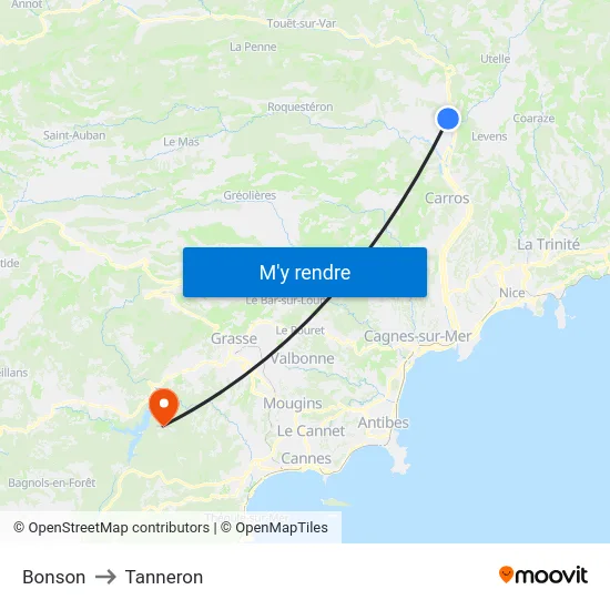 Bonson to Tanneron map