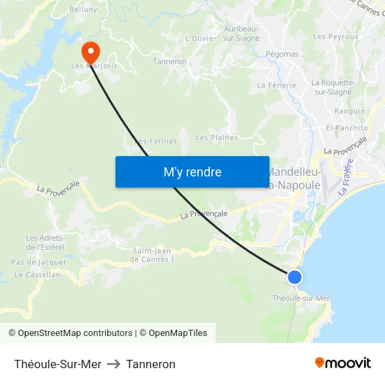 Théoule-Sur-Mer to Tanneron map