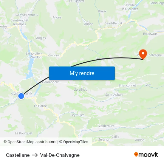Castellane to Val-De-Chalvagne map