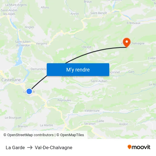 La Garde to Val-De-Chalvagne map