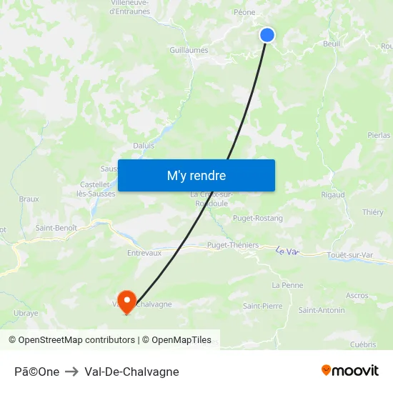 Pã©One to Val-De-Chalvagne map