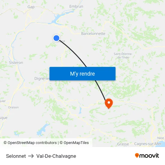 Selonnet to Val-De-Chalvagne map