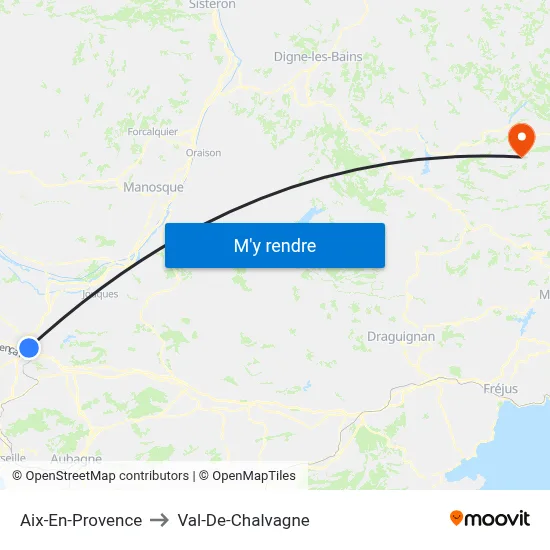 Aix-En-Provence to Val-De-Chalvagne map