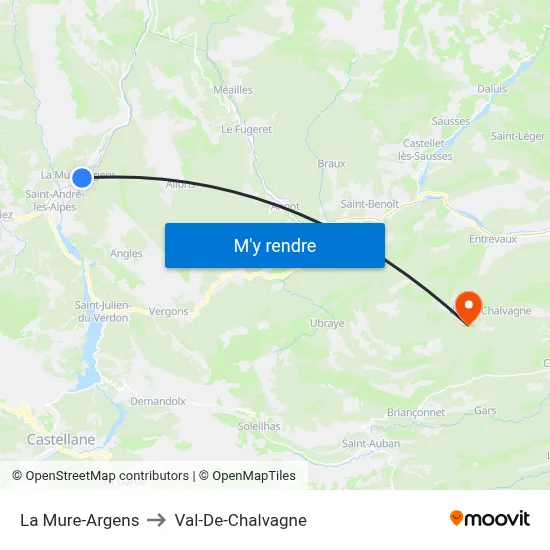 La Mure-Argens to Val-De-Chalvagne map