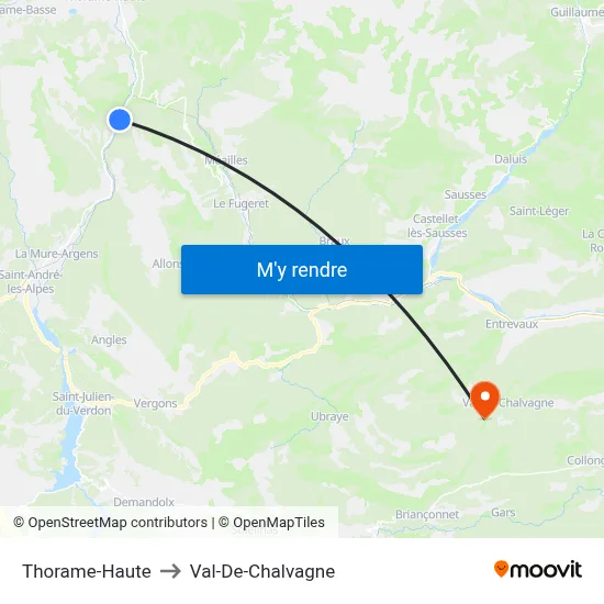 Thorame-Haute to Val-De-Chalvagne map