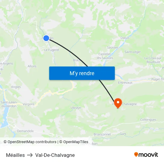 Méailles to Val-De-Chalvagne map