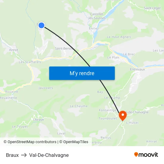 Braux to Val-De-Chalvagne map