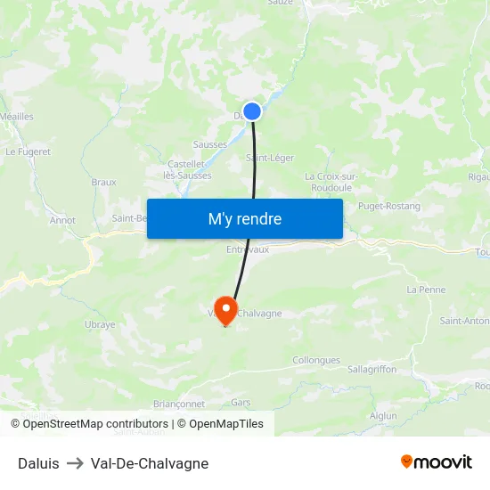 Daluis to Val-De-Chalvagne map