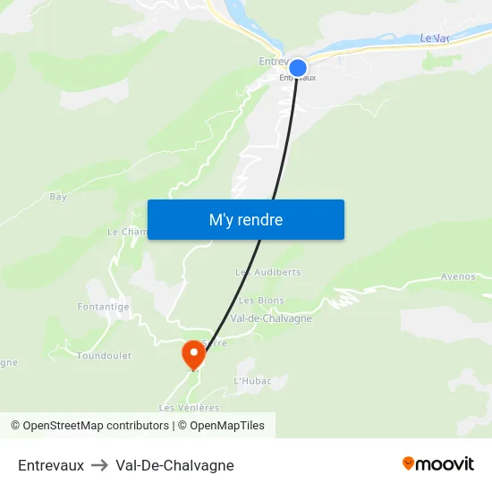 Entrevaux to Val-De-Chalvagne map