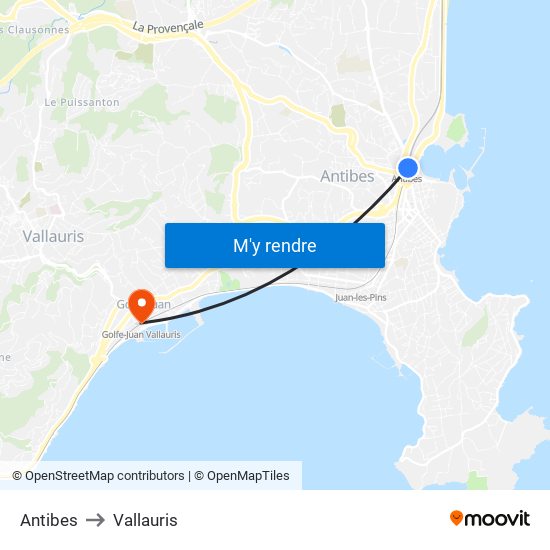 Antibes to Vallauris map