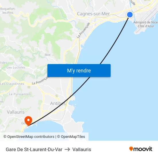 Gare De St-Laurent-Du-Var to Vallauris map