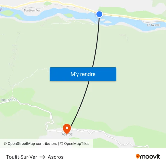 Touët-Sur-Var to Ascros map