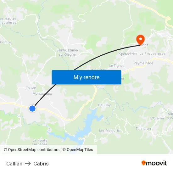Callian to Cabris map