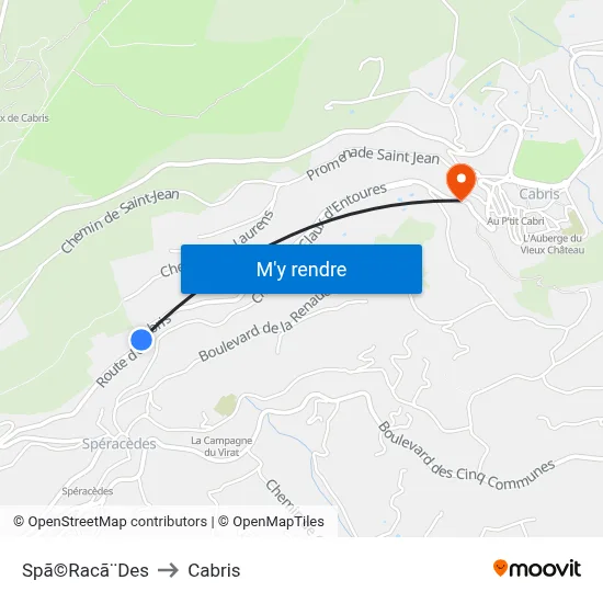 Spã©Racã¨Des to Cabris map