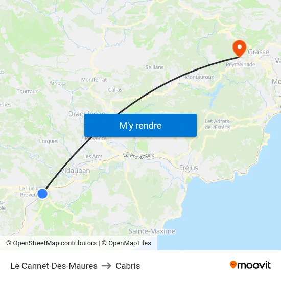 Le Cannet-Des-Maures to Cabris map